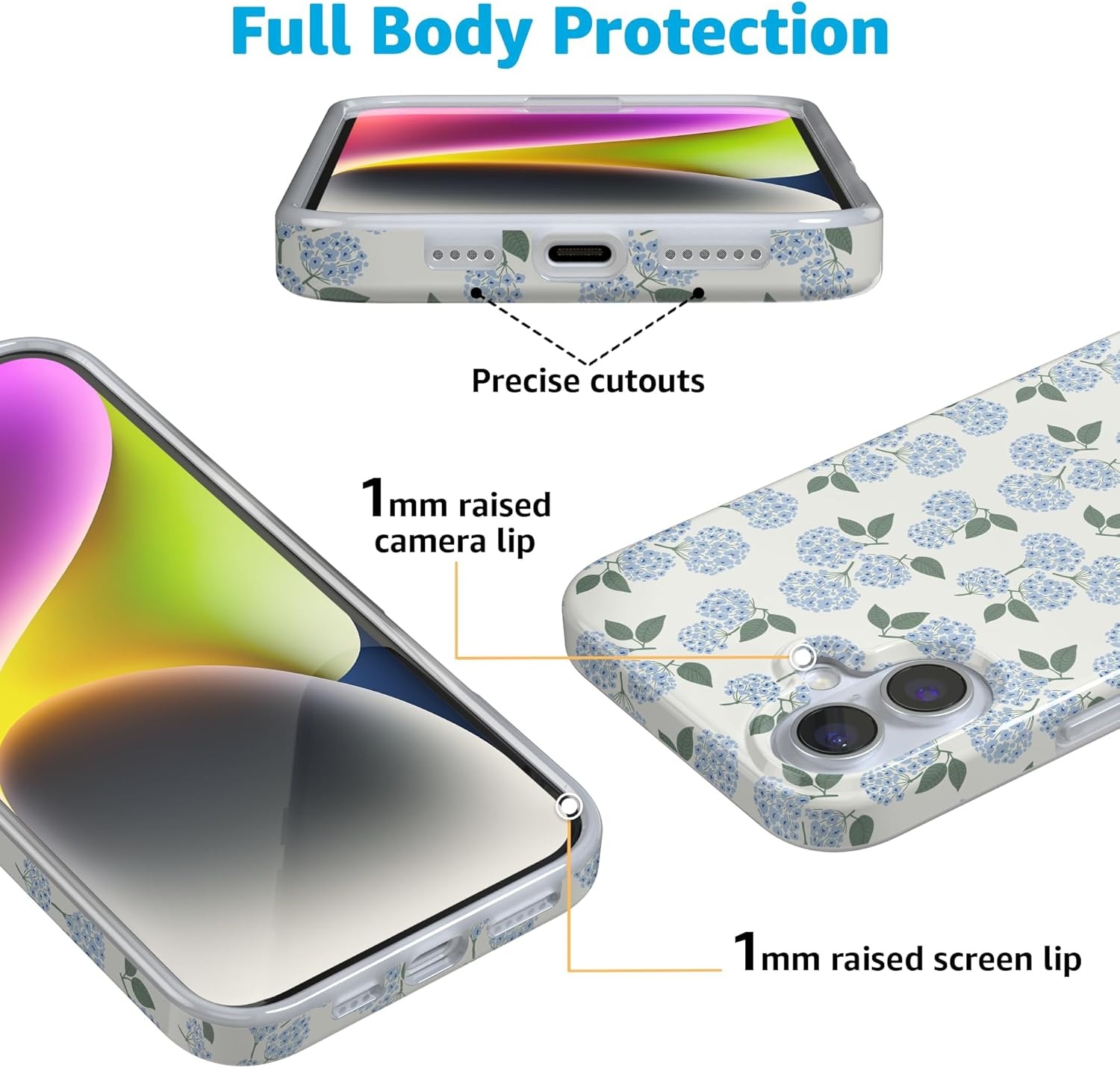image:imageCasely iPhone 16 Case Blue Hydrangea Nantucket Cottage Compatible with MagSafe Classic Ultra Slim Design