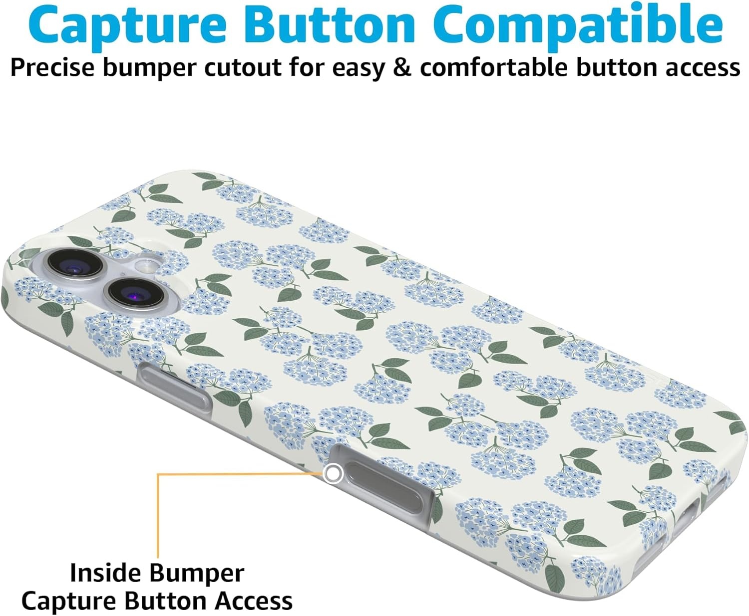 image:imageCasely iPhone 16 Case Blue Hydrangea Nantucket Cottage Compatible with MagSafe Classic Ultra Slim Design