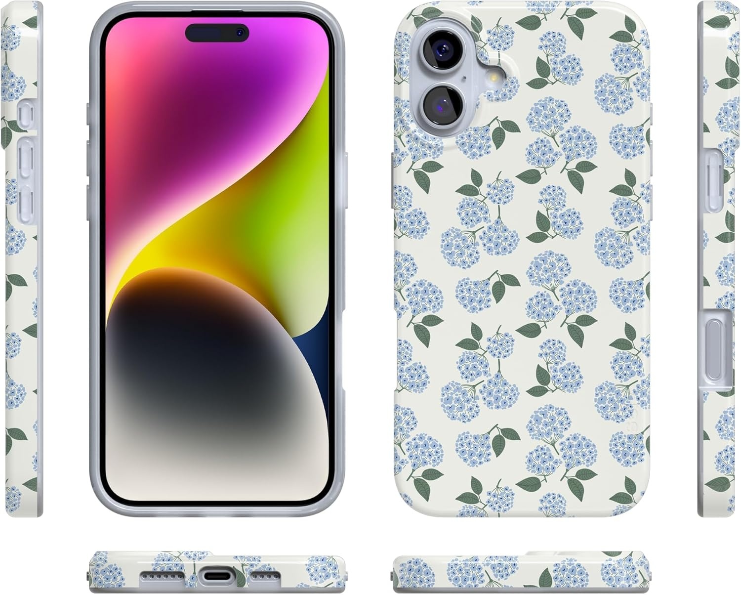 image:imageCasely iPhone 16 Case Blue Hydrangea Nantucket Cottage Compatible with MagSafe Classic Ultra Slim Design