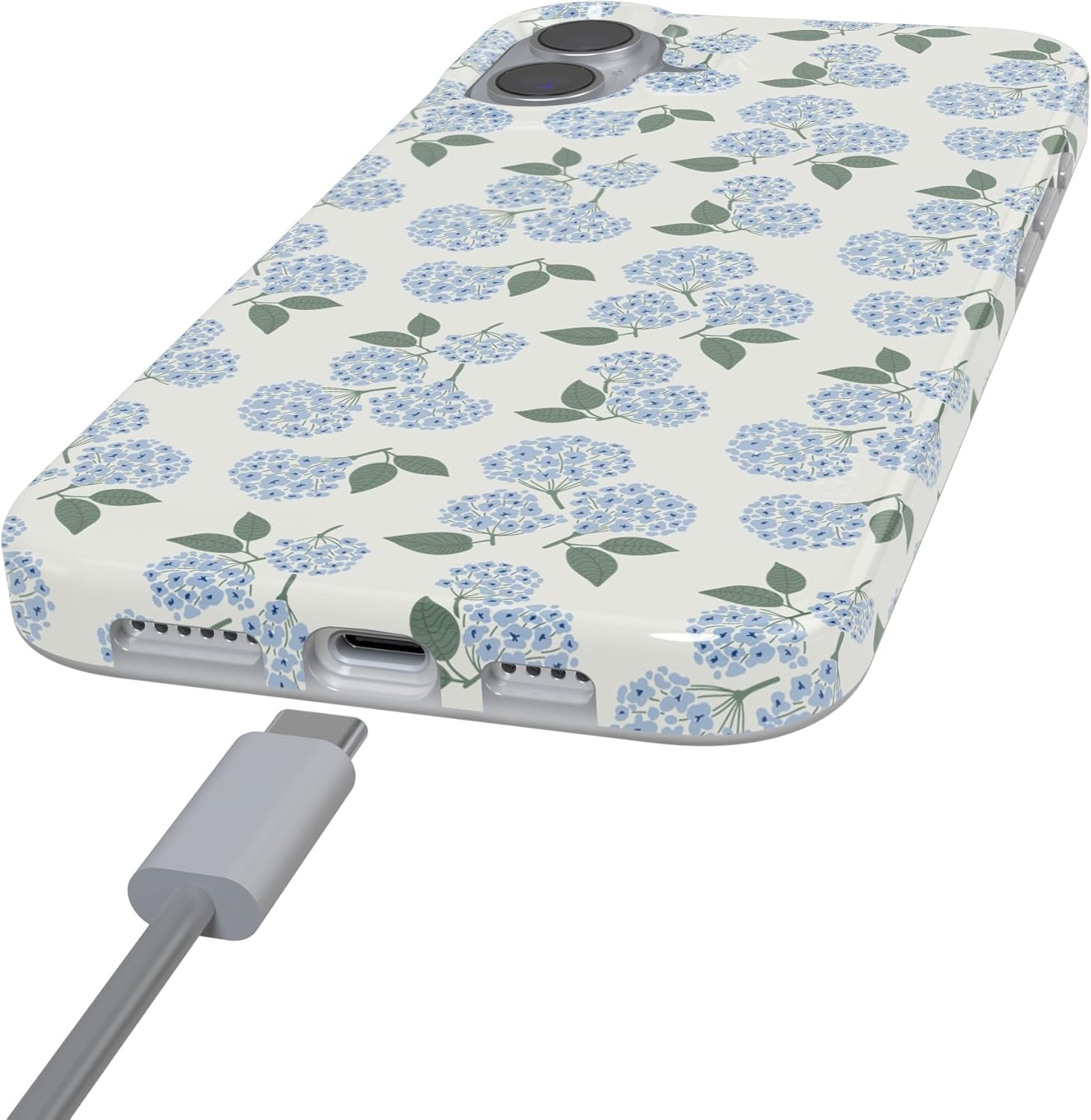 image:imageCasely iPhone 16 Case Blue Hydrangea Nantucket Cottage Compatible with MagSafe Classic Ultra Slim Design
