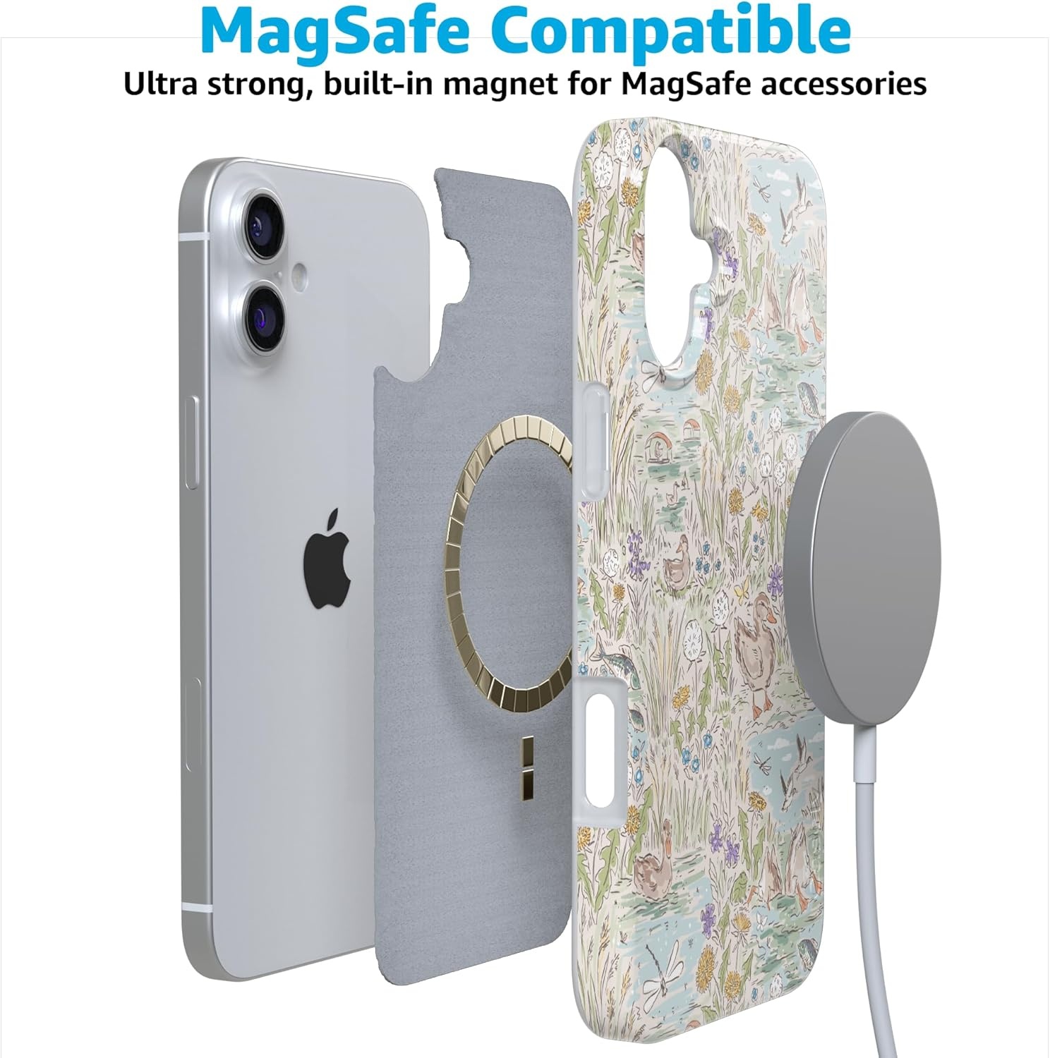 image:imageCasely iPhone 16 Case The Waddle Path Duck Pond Compatible with MagSafe Classic Ultra Thin Design