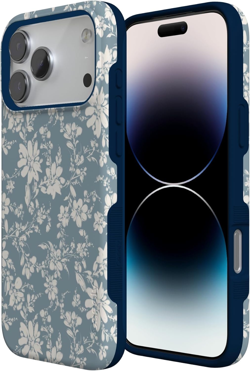 image:imageCasely iPhone 17 Pro Max Case Afternoon Tea Blue Floral Bold Protective Design Compatible with MagSafe