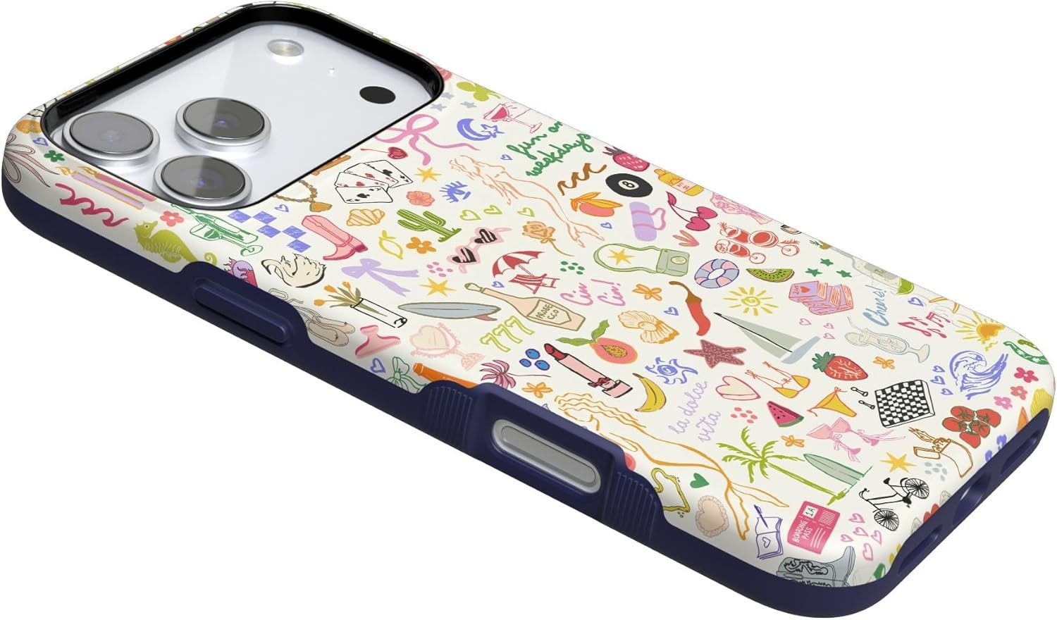 image:imageCasely iPhone 17 Pro Max Case Blue amp White Floral Rose to Fame Bold Protective Design Compatible with MagSafeAll the Fun Things Fun on Weekdays
