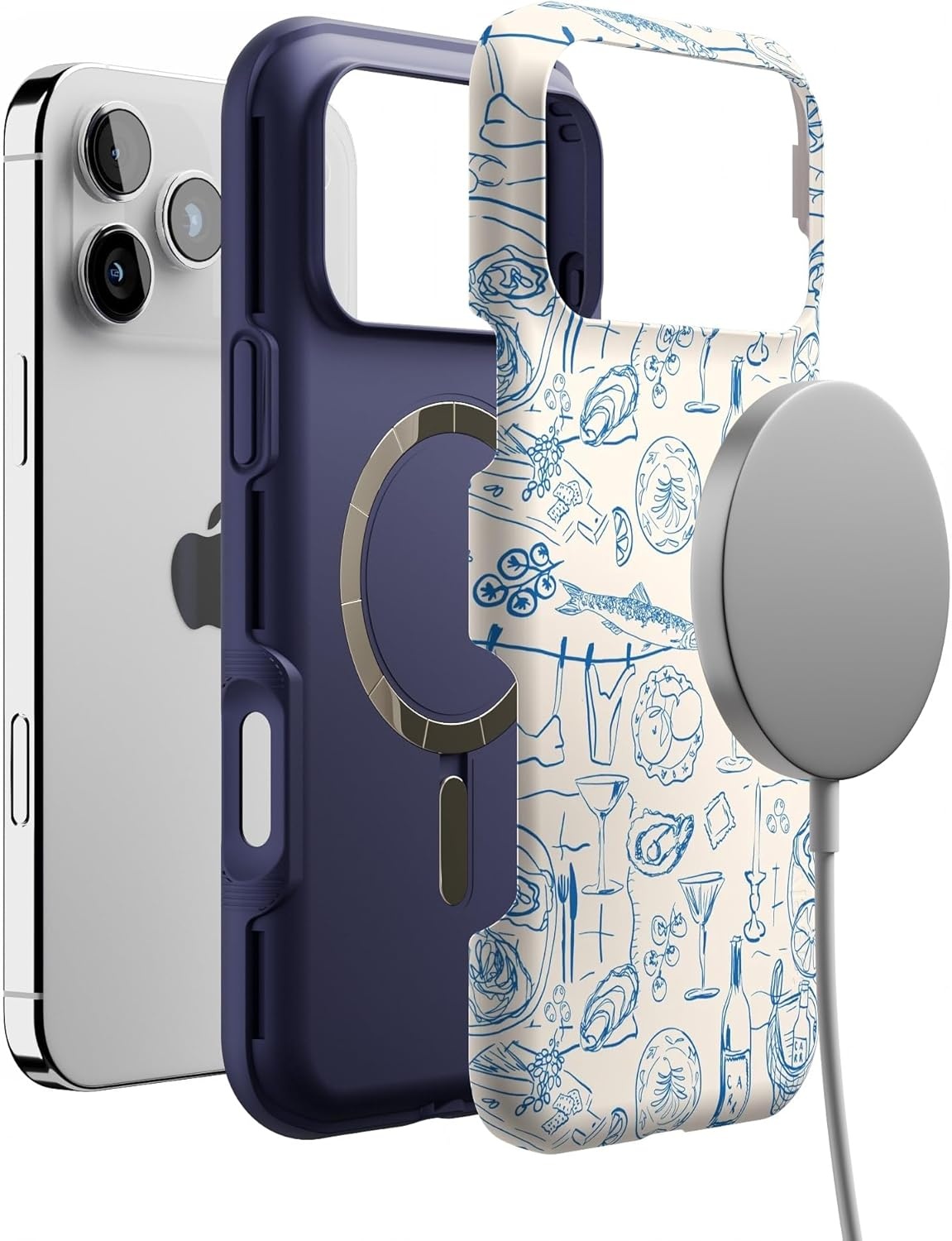 image:imageCasely iPhone 17 Pro Max Case Blue amp White Floral Rose to Fame Bold Protective Design Compatible with MagSafeAmalfi Aperitivo Dolce Vita