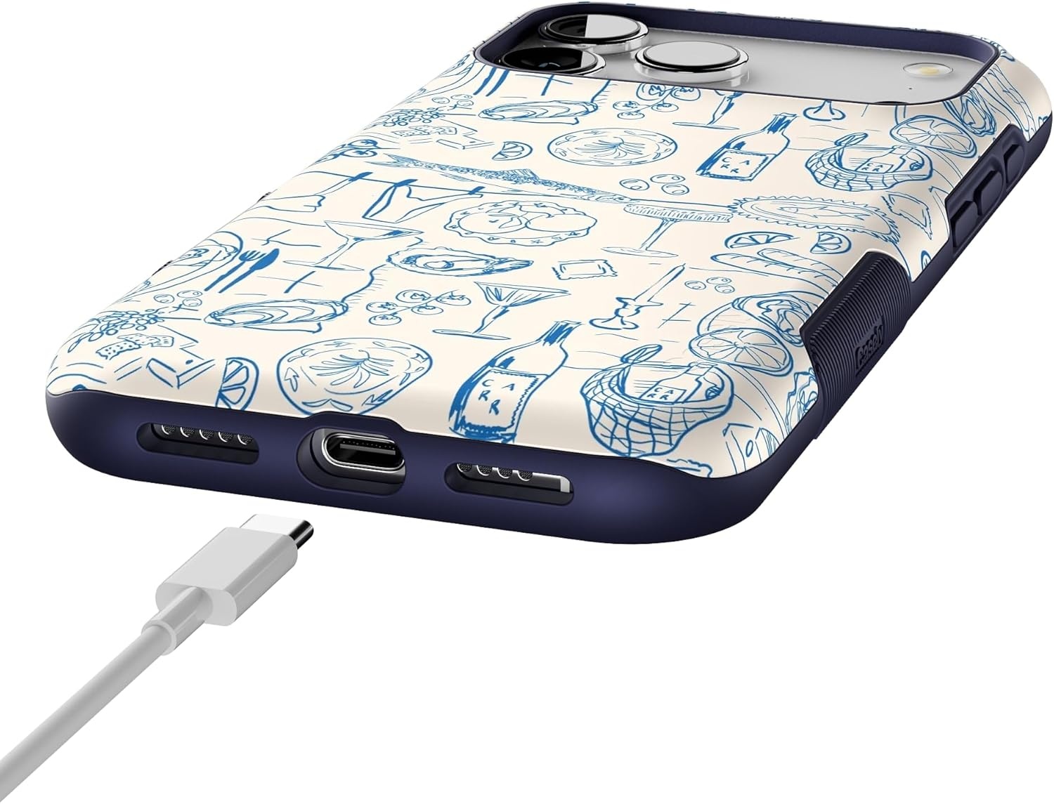 image:imageCasely iPhone 17 Pro Max Case Blue amp White Floral Rose to Fame Bold Protective Design Compatible with MagSafeAmalfi Aperitivo Dolce Vita