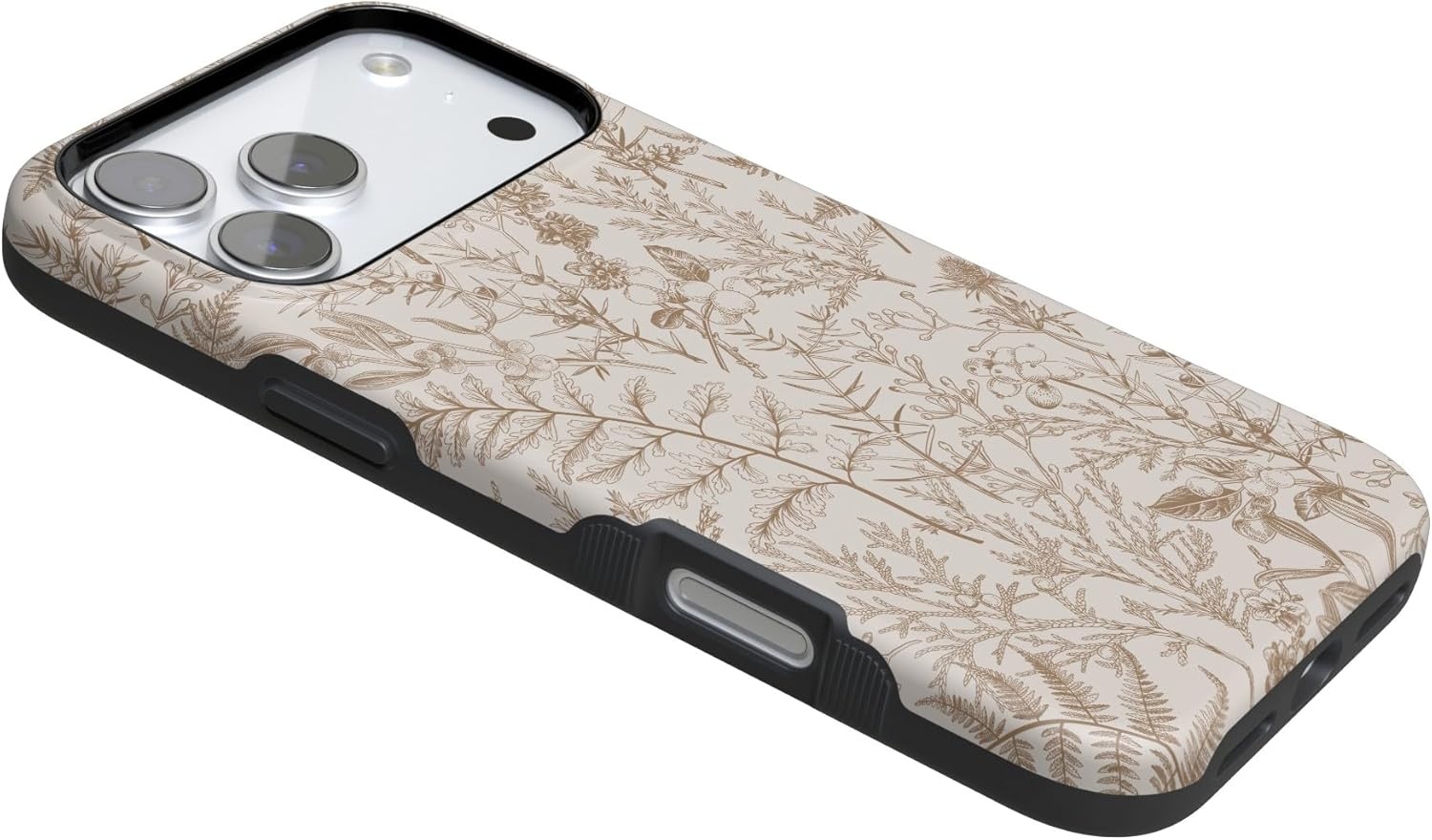 image:imageCasely iPhone 17 Pro Max Case Blue amp White Floral Rose to Fame Bold Protective Design Compatible with MagSafeBeige Garden Neutral Floral