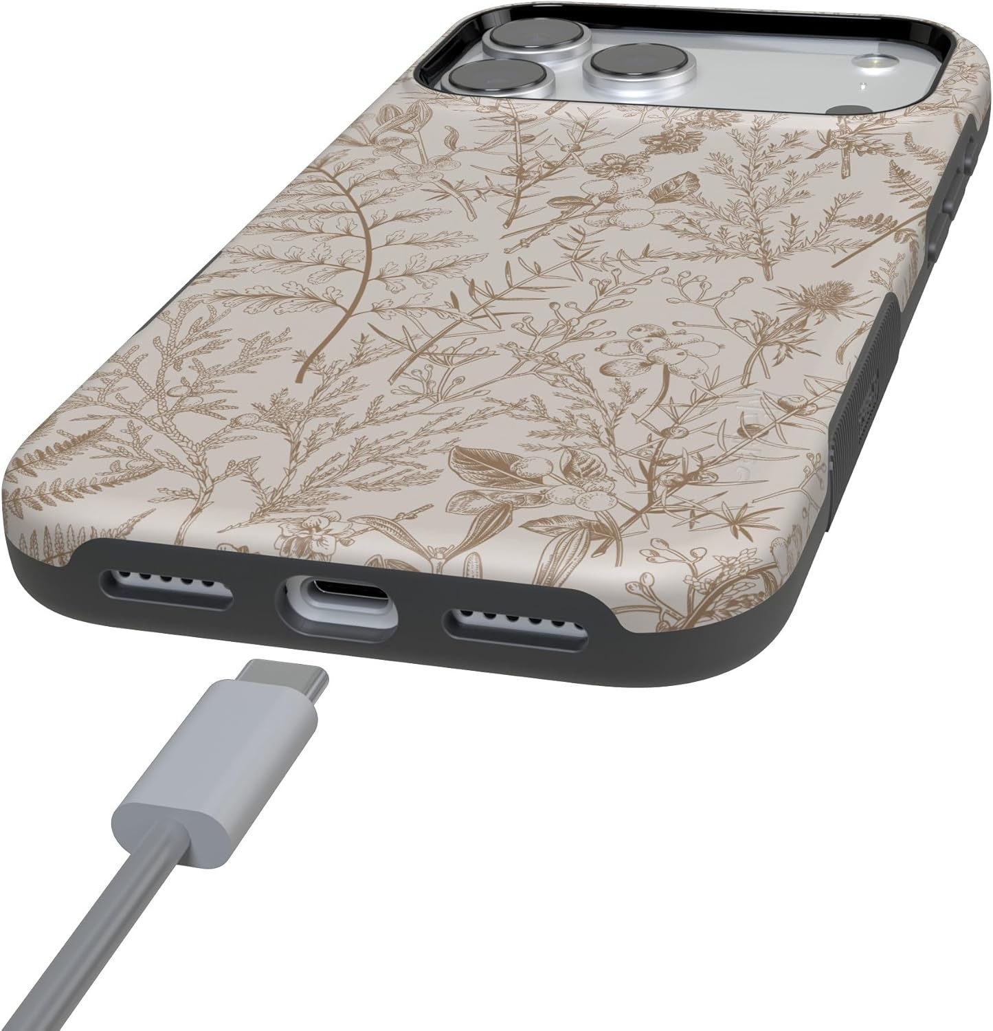image:imageCasely iPhone 17 Pro Max Case Blue amp White Floral Rose to Fame Bold Protective Design Compatible with MagSafeBeige Garden Neutral Floral