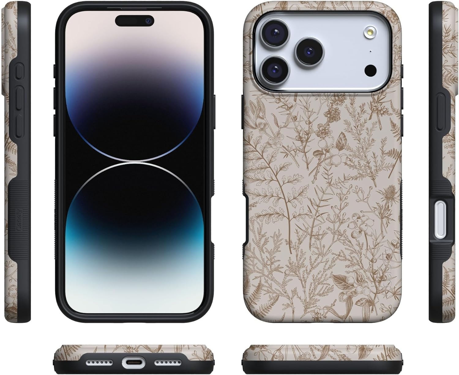 image:imageCasely iPhone 17 Pro Max Case Blue amp White Floral Rose to Fame Bold Protective Design Compatible with MagSafeBeige Garden Neutral Floral