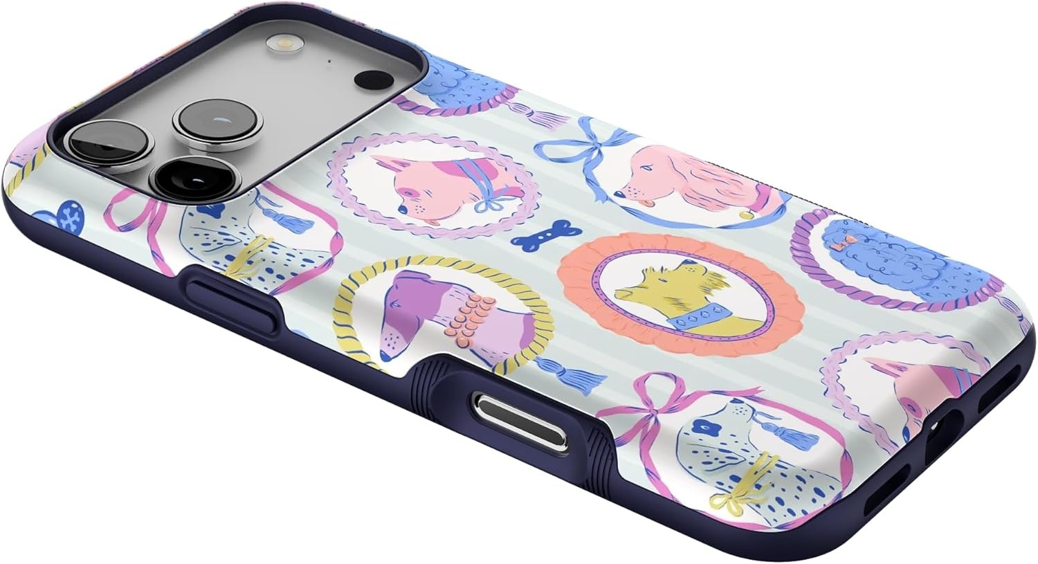image:imageCasely iPhone 17 Pro Max Case Blue amp White Floral Rose to Fame Bold Protective Design Compatible with MagSafeChateau Pups French Dog
