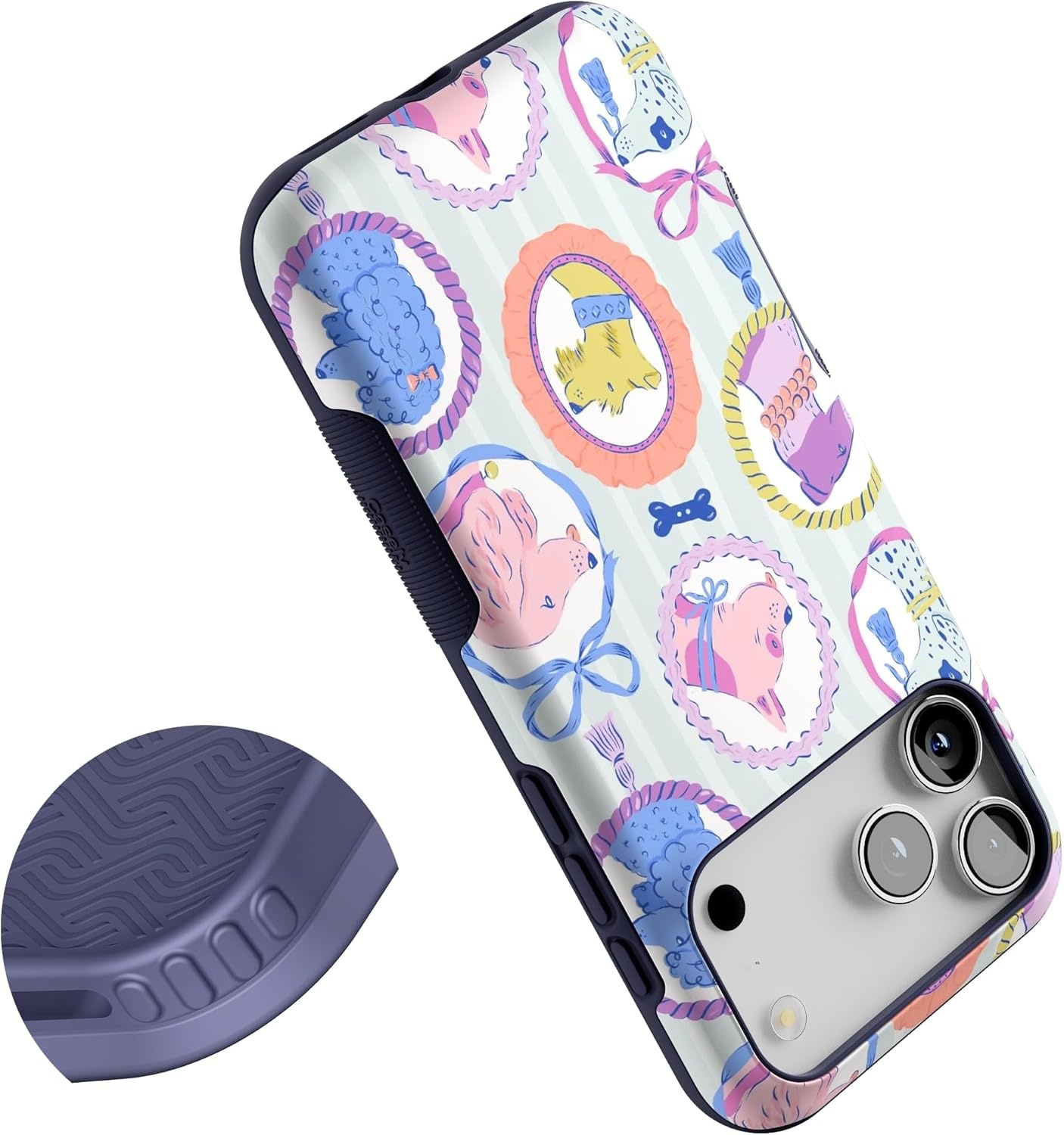 image:imageCasely iPhone 17 Pro Max Case Blue amp White Floral Rose to Fame Bold Protective Design Compatible with MagSafeChateau Pups French Dog