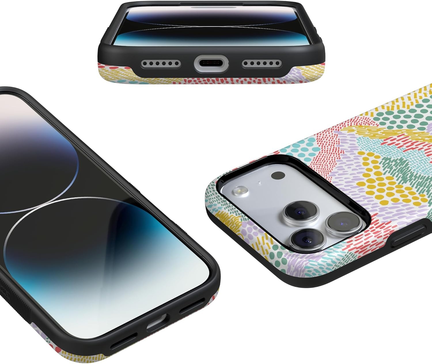 image:imageCasely iPhone 17 Pro Max Case Blue amp White Floral Rose to Fame Bold Protective Design Compatible with MagSafeColor Me Happy Doodle Colorblock