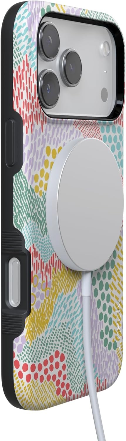 image:imageCasely iPhone 17 Pro Max Case Blue amp White Floral Rose to Fame Bold Protective Design Compatible with MagSafeColor Me Happy Doodle Colorblock