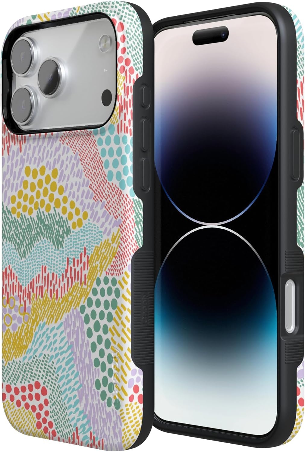 image:imageCasely iPhone 17 Pro Max Case Blue amp White Floral Rose to Fame Bold Protective Design Compatible with MagSafeColor Me Happy Doodle Colorblock