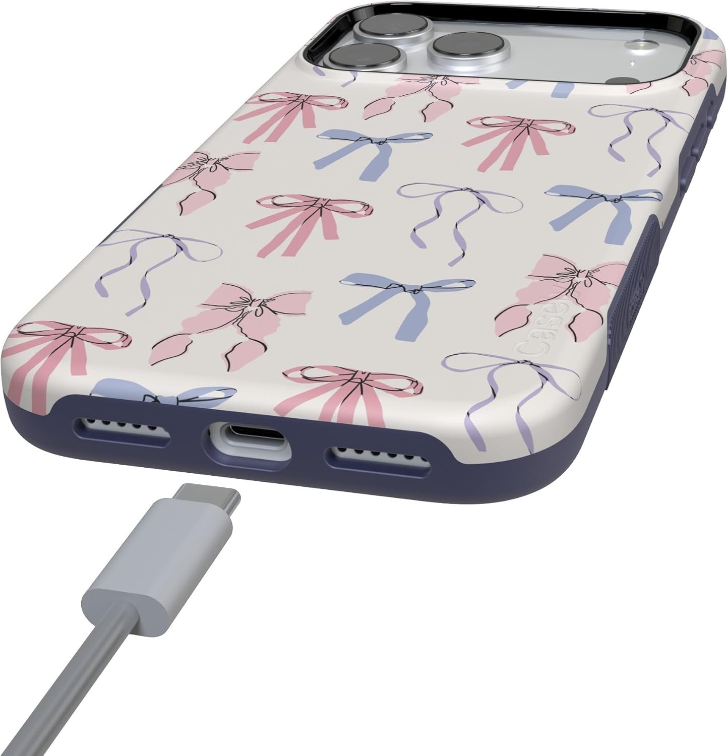 image:imageCasely iPhone 17 Pro Max Case Blue amp White Floral Rose to Fame Bold Protective Design Compatible with MagSafeCoquette Girlie Pastel Bows