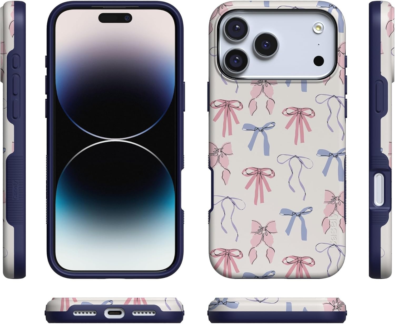 image:imageCasely iPhone 17 Pro Max Case Blue amp White Floral Rose to Fame Bold Protective Design Compatible with MagSafeCoquette Girlie Pastel Bows