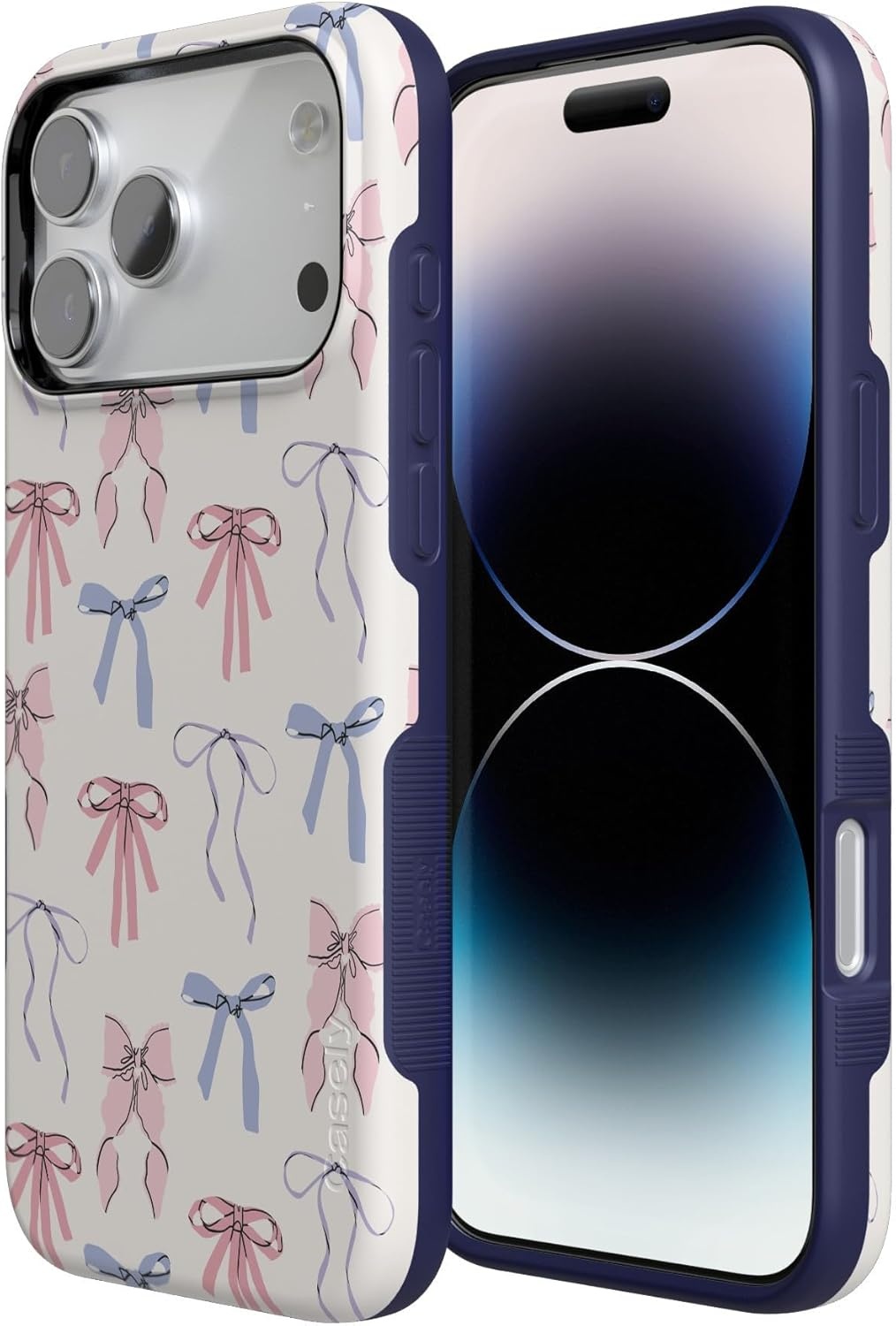 image:imageCasely iPhone 17 Pro Max Case Blue amp White Floral Rose to Fame Bold Protective Design Compatible with MagSafeCoquette Girlie Pastel Bows