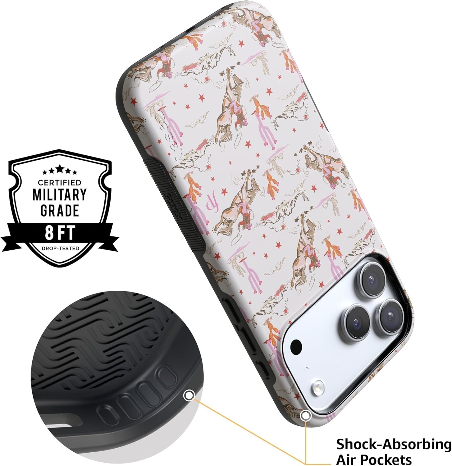 image:imageCasely iPhone 17 Pro Max Case Blue amp White Floral Rose to Fame Bold Protective Design Compatible with MagSafeCowgirl Canyon FashionPass x Casely