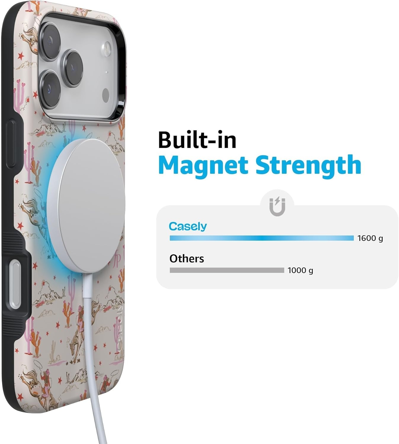 image:imageCasely iPhone 17 Pro Max Case Blue amp White Floral Rose to Fame Bold Protective Design Compatible with MagSafeCowgirl Canyon FashionPass x Casely