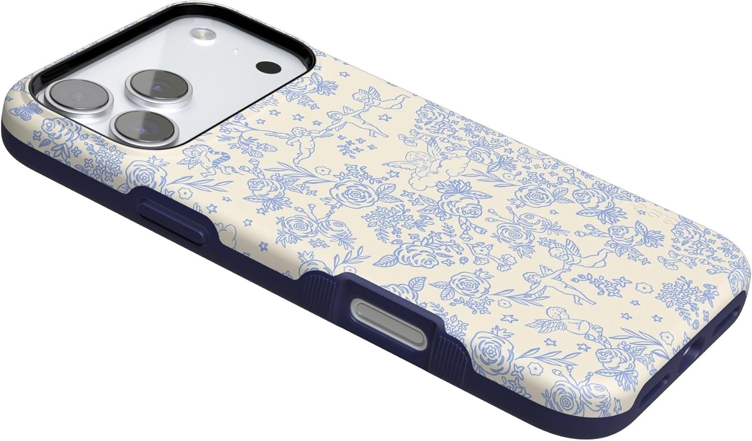 image:imageCasely iPhone 17 Pro Max Case Blue amp White Floral Rose to Fame Bold Protective Design Compatible with MagSafeCupids Canvas Periwinkle Floral