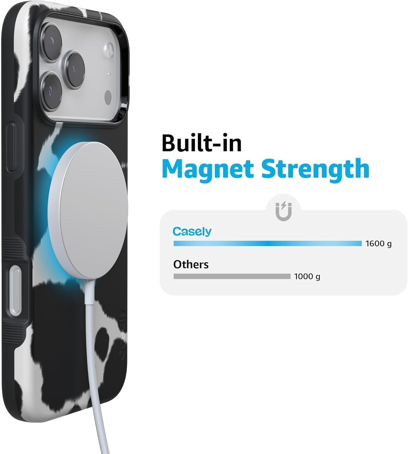 image:imageCasely iPhone 17 Pro Max Case Blue amp White Floral Rose to Fame Bold Protective Design Compatible with MagSafeCurrent MOOd Cow Print