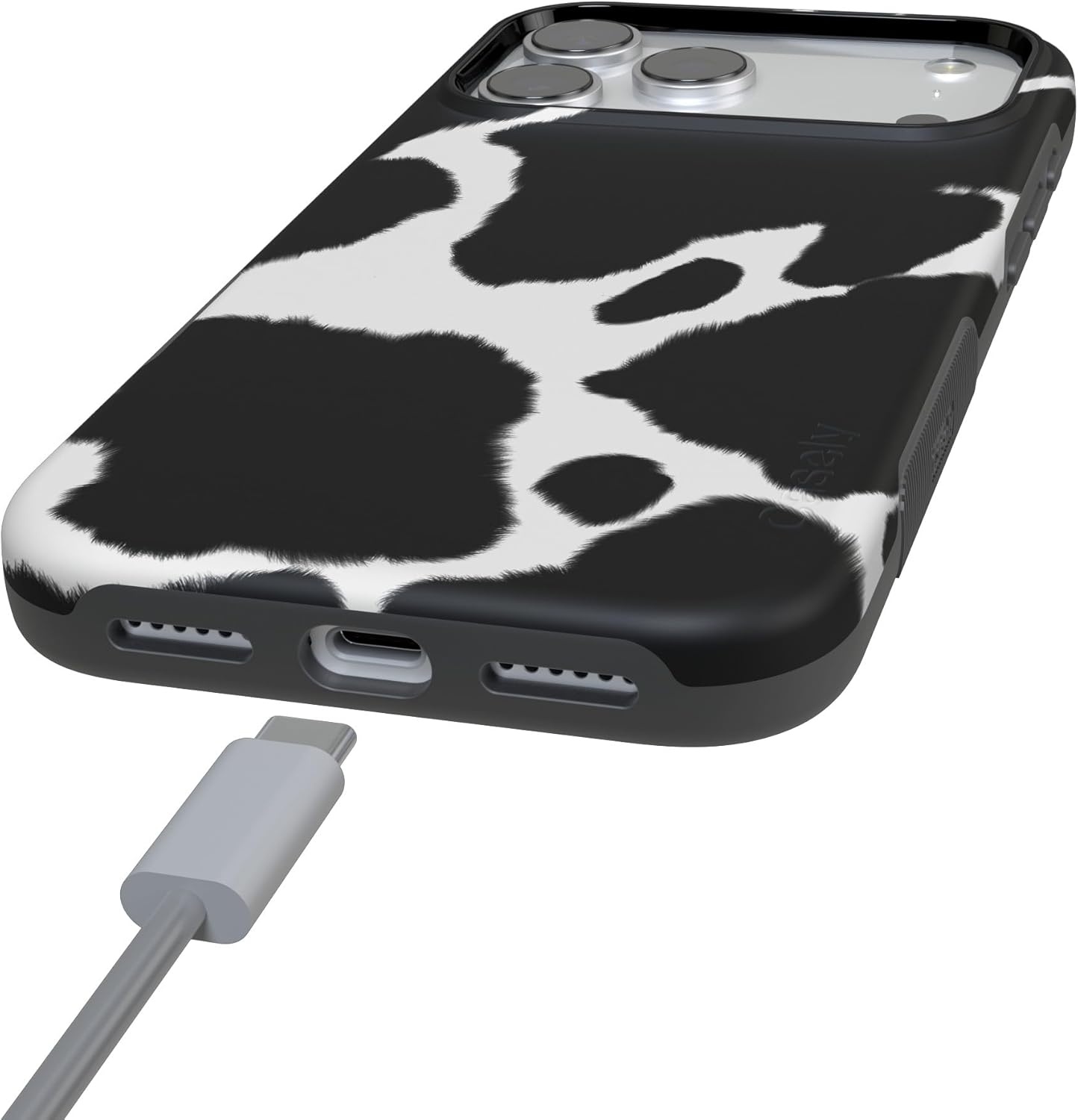 image:imageCasely iPhone 17 Pro Max Case Blue amp White Floral Rose to Fame Bold Protective Design Compatible with MagSafeCurrent MOOd Cow Print