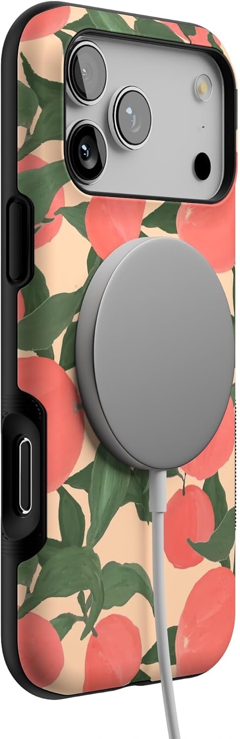 image:imageCasely iPhone 17 Pro Max Case Blue amp White Floral Rose to Fame Bold Protective Design Compatible with MagSafeFeeling Peachy Blush Vines