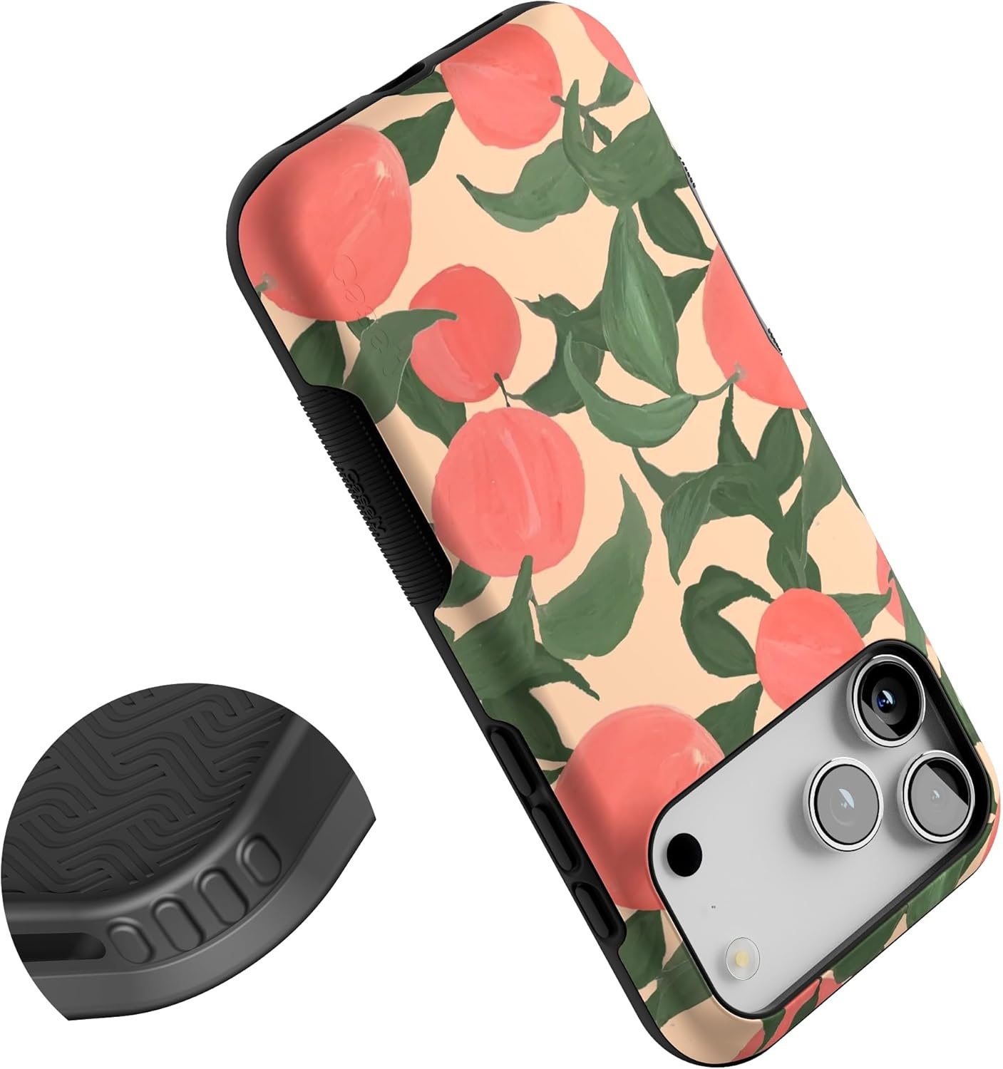 image:imageCasely iPhone 17 Pro Max Case Blue amp White Floral Rose to Fame Bold Protective Design Compatible with MagSafeFeeling Peachy Blush Vines