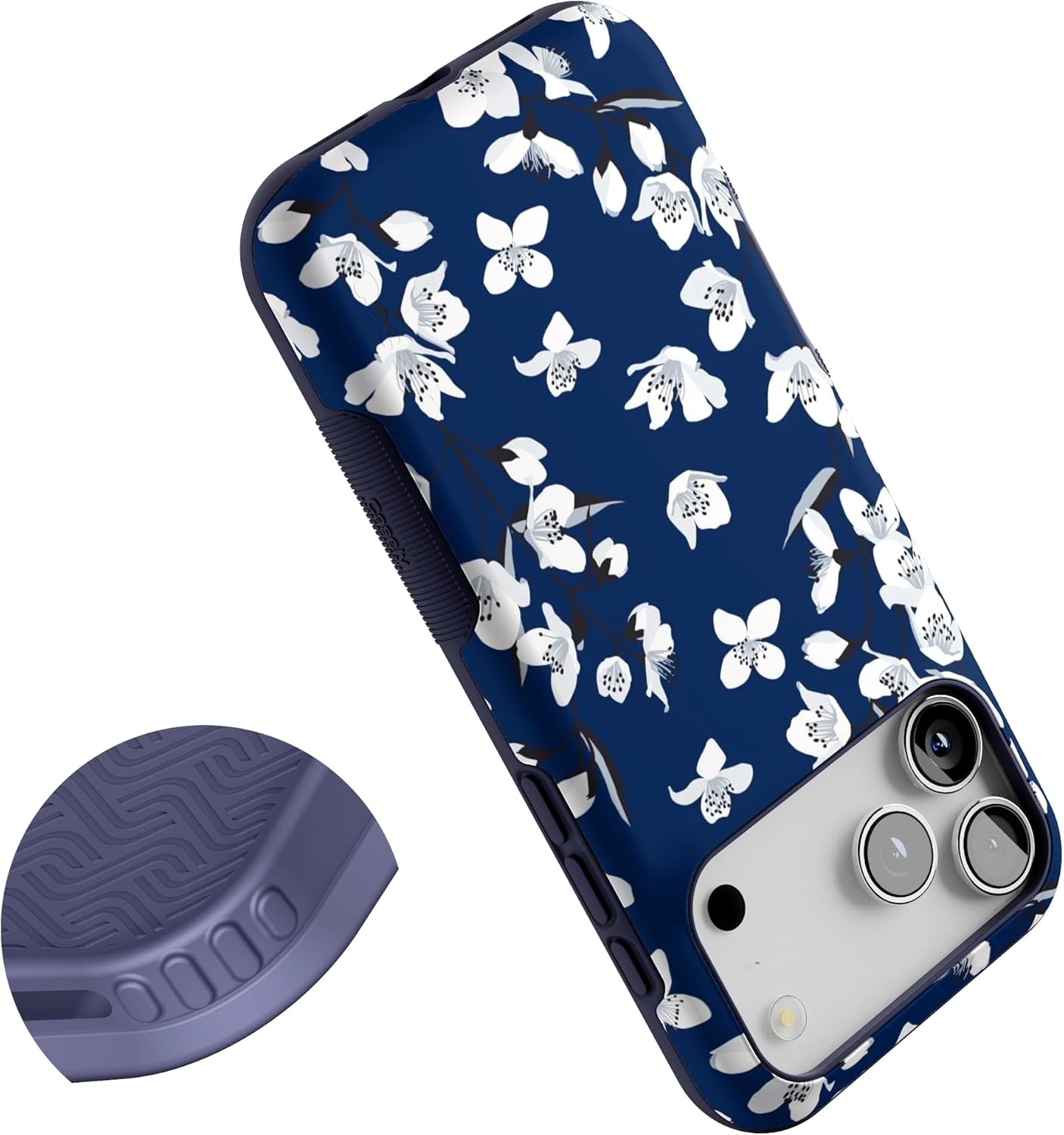 image:imageCasely iPhone 17 Pro Max Case Blue amp White Floral Rose to Fame Bold Protective Design Compatible with MagSafeFloral Forest Navy Cherry Blossom Floral