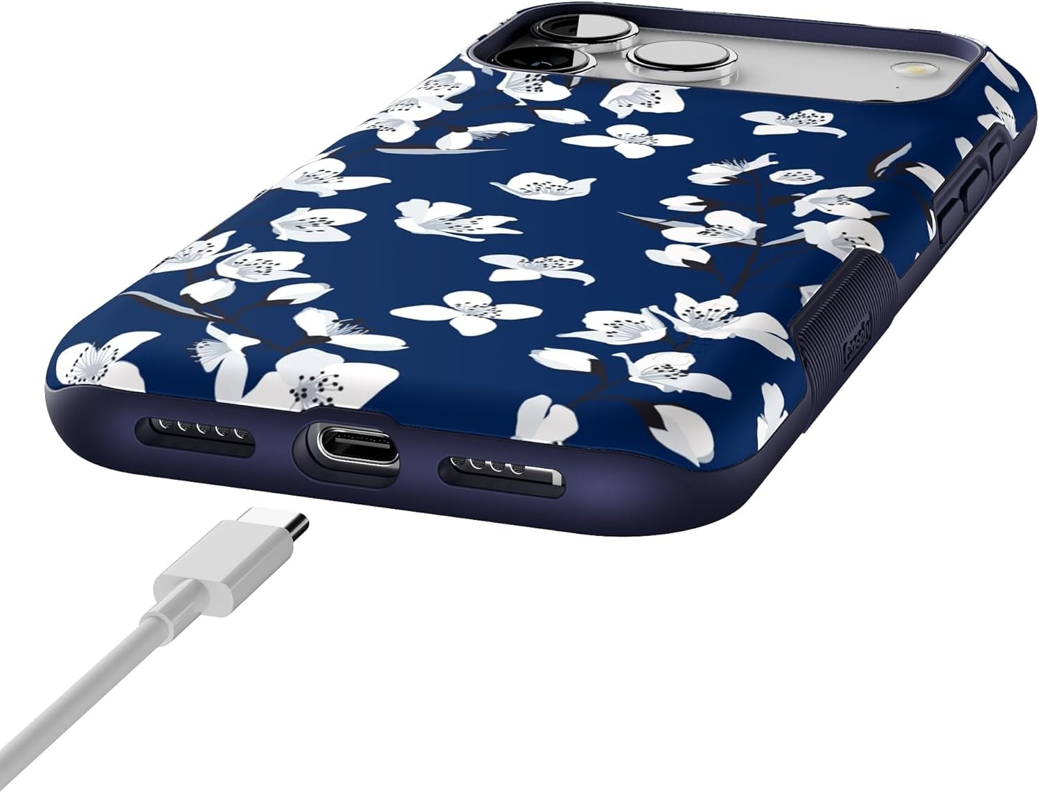 image:imageCasely iPhone 17 Pro Max Case Blue amp White Floral Rose to Fame Bold Protective Design Compatible with MagSafeFloral Forest Navy Cherry Blossom Floral