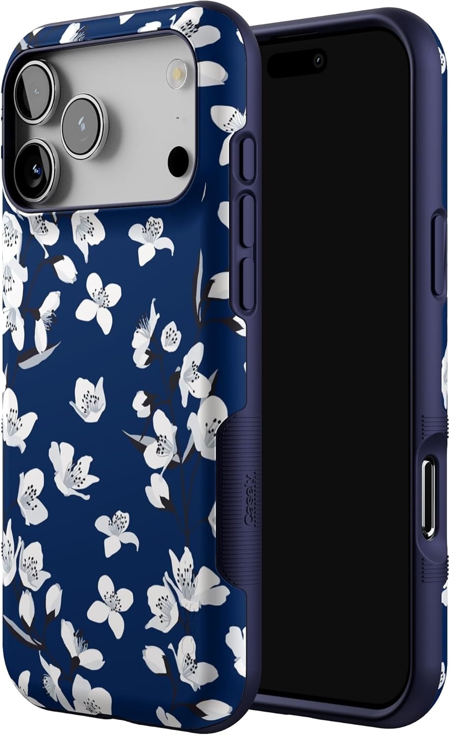 image:imageCasely iPhone 17 Pro Max Case Blue amp White Floral Rose to Fame Bold Protective Design Compatible with MagSafeFloral Forest Navy Cherry Blossom Floral
