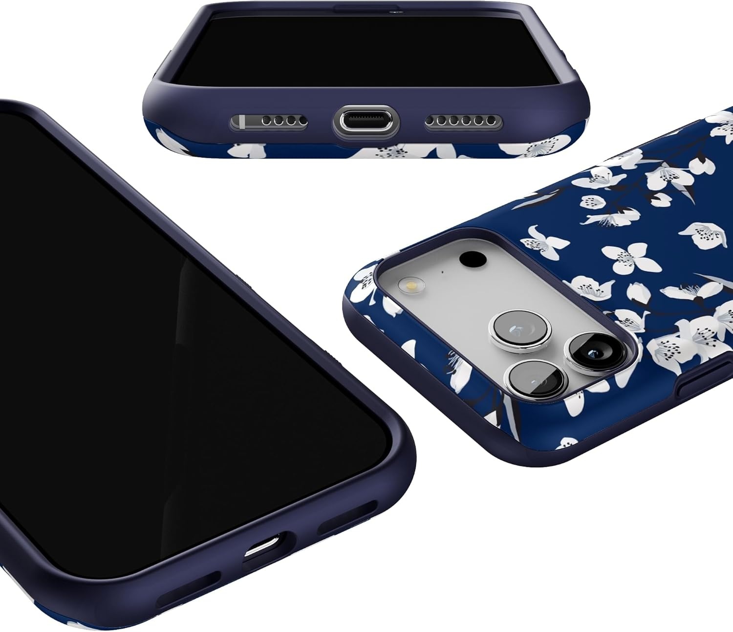 image:imageCasely iPhone 17 Pro Max Case Blue amp White Floral Rose to Fame Bold Protective Design Compatible with MagSafeFloral Forest Navy Cherry Blossom Floral