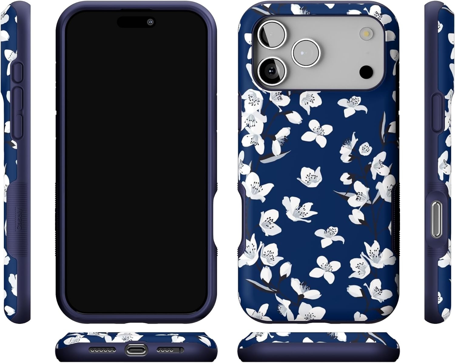 image:imageCasely iPhone 17 Pro Max Case Blue amp White Floral Rose to Fame Bold Protective Design Compatible with MagSafeFloral Forest Navy Cherry Blossom Floral