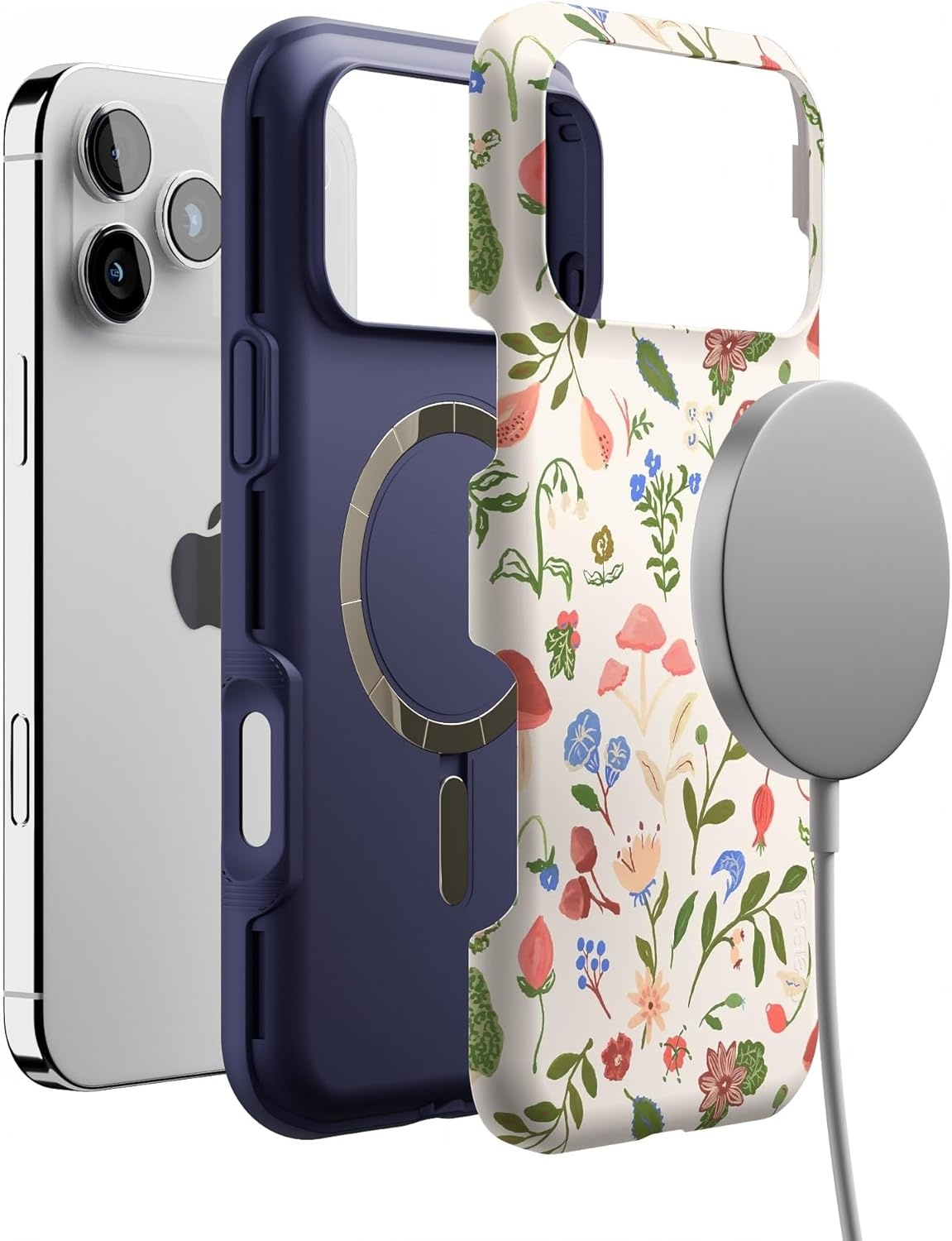 image:imageCasely iPhone 17 Pro Max Case Blue amp White Floral Rose to Fame Bold Protective Design Compatible with MagSafeGarden Party Mushroom Floral