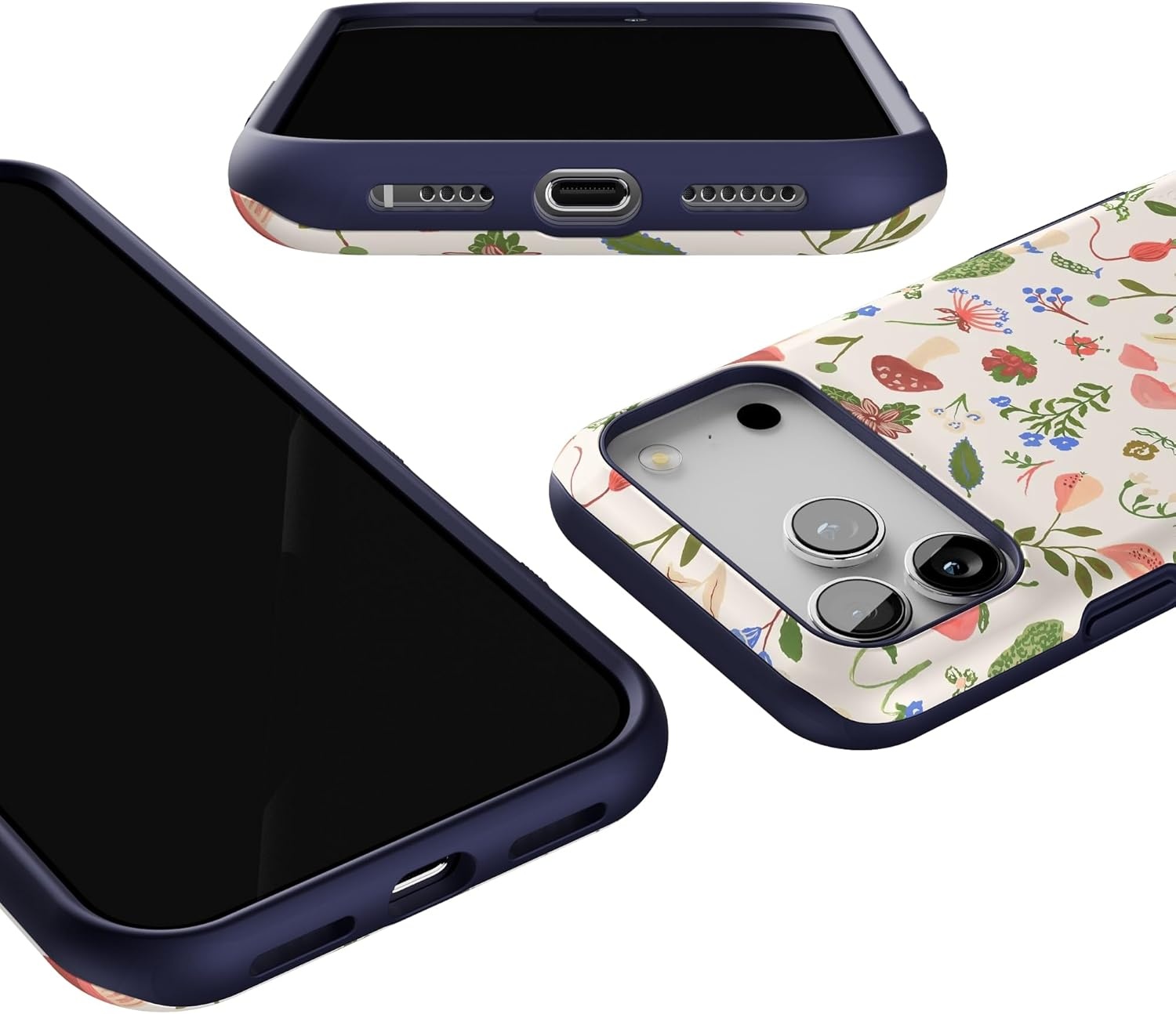image:imageCasely iPhone 17 Pro Max Case Blue amp White Floral Rose to Fame Bold Protective Design Compatible with MagSafeGarden Party Mushroom Floral