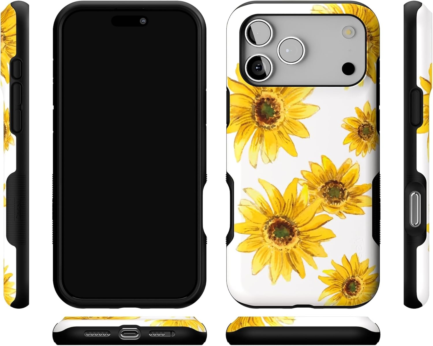 image:imageCasely iPhone 17 Pro Max Case Blue amp White Floral Rose to Fame Bold Protective Design Compatible with MagSafeGolden Garden Yellow Sunflower