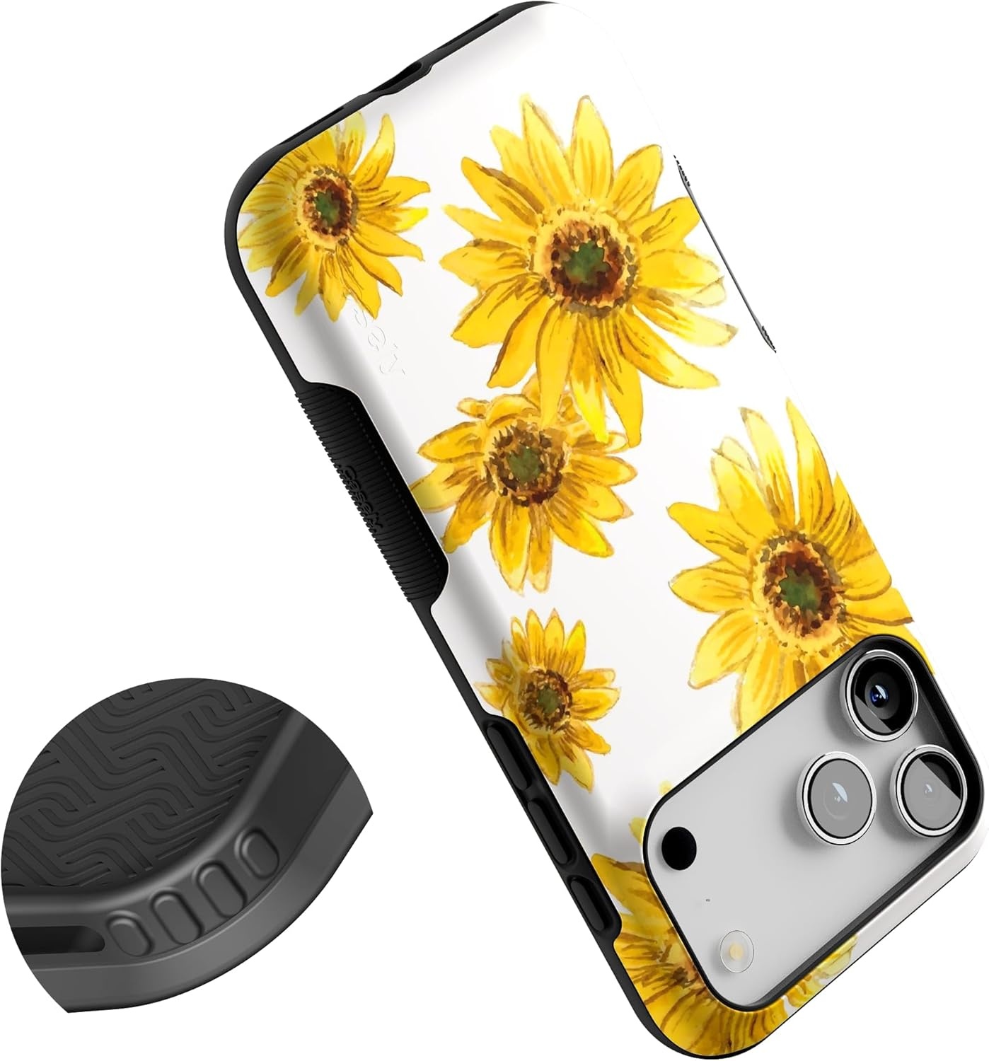 image:imageCasely iPhone 17 Pro Max Case Blue amp White Floral Rose to Fame Bold Protective Design Compatible with MagSafeGolden Garden Yellow Sunflower