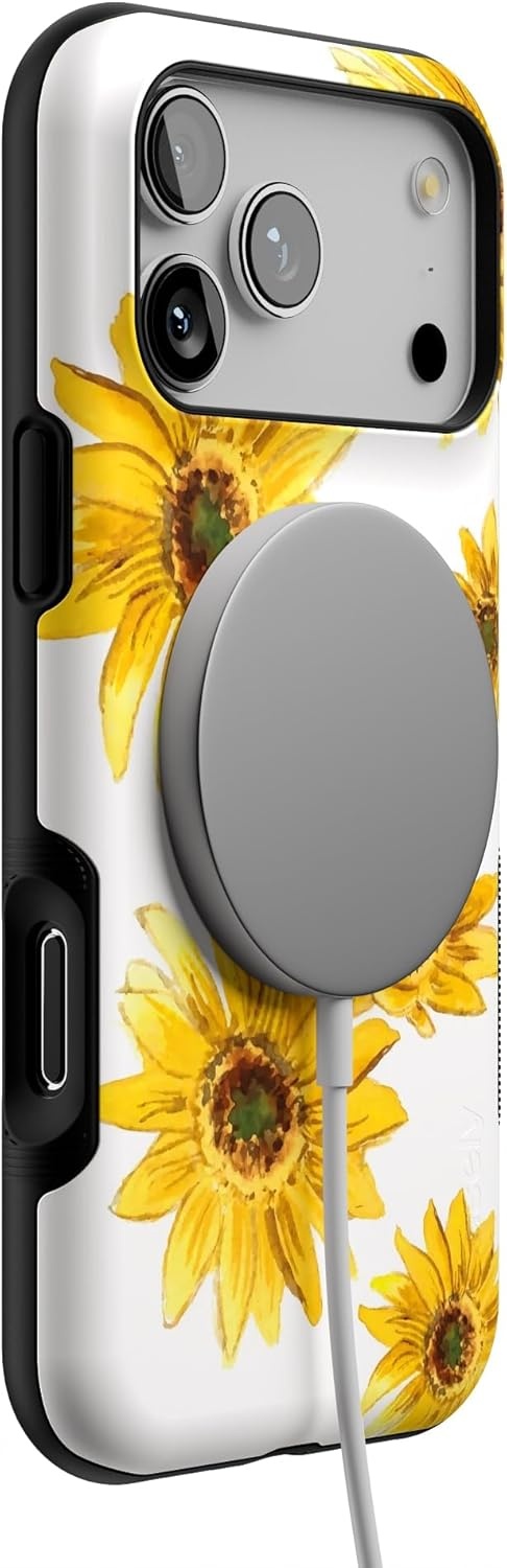 image:imageCasely iPhone 17 Pro Max Case Blue amp White Floral Rose to Fame Bold Protective Design Compatible with MagSafeGolden Garden Yellow Sunflower