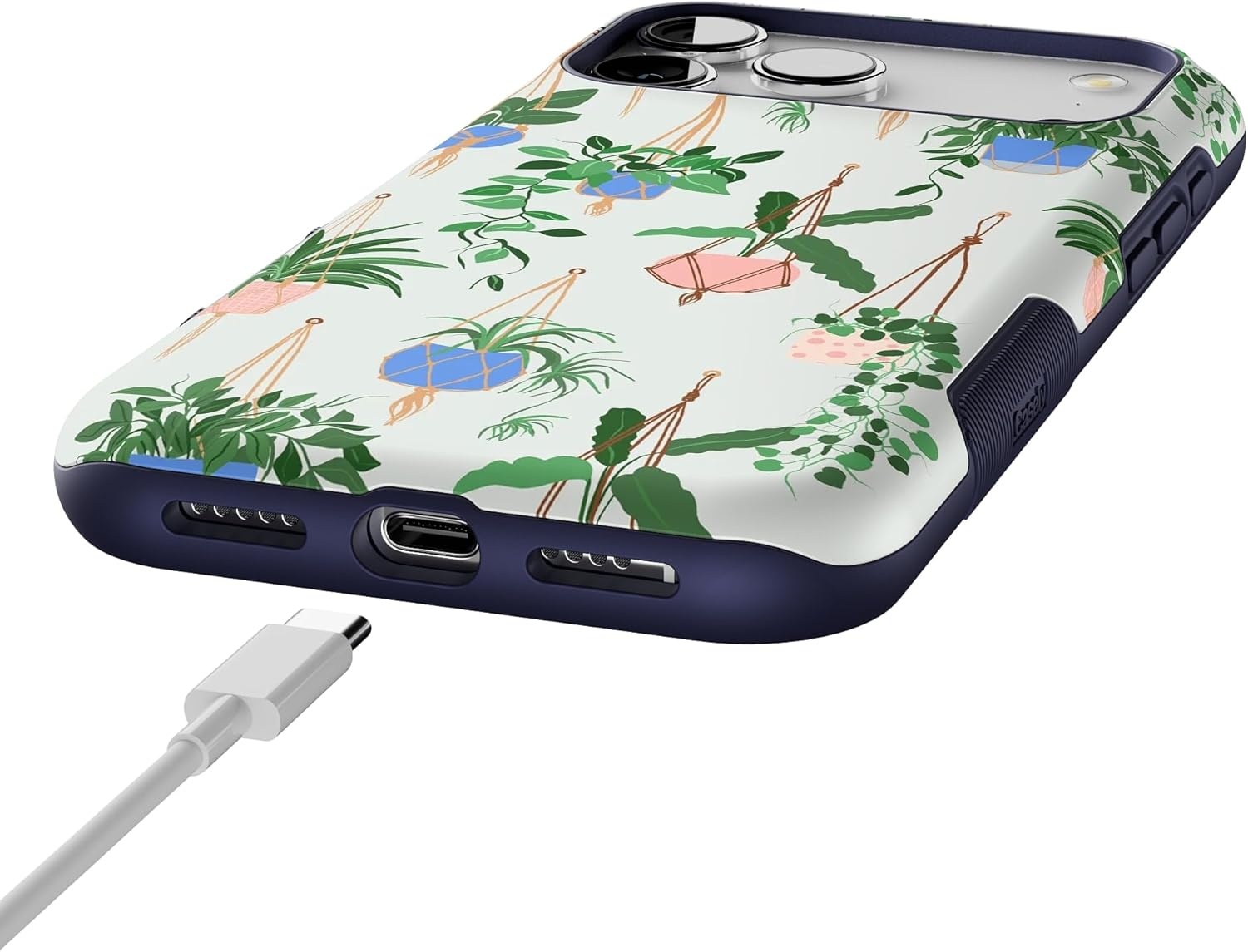 image:imageCasely iPhone 17 Pro Max Case Blue amp White Floral Rose to Fame Bold Protective Design Compatible with MagSafeHanging Around Potted Plants Floral