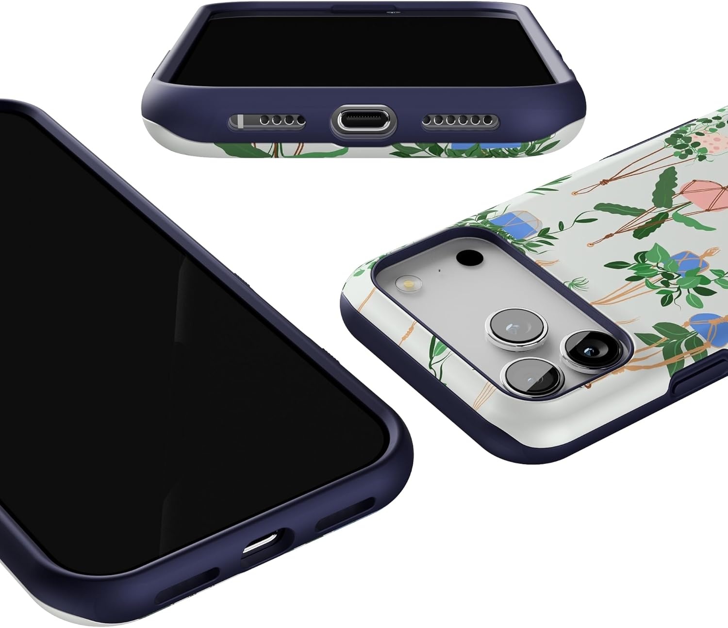 image:imageCasely iPhone 17 Pro Max Case Blue amp White Floral Rose to Fame Bold Protective Design Compatible with MagSafeHanging Around Potted Plants Floral