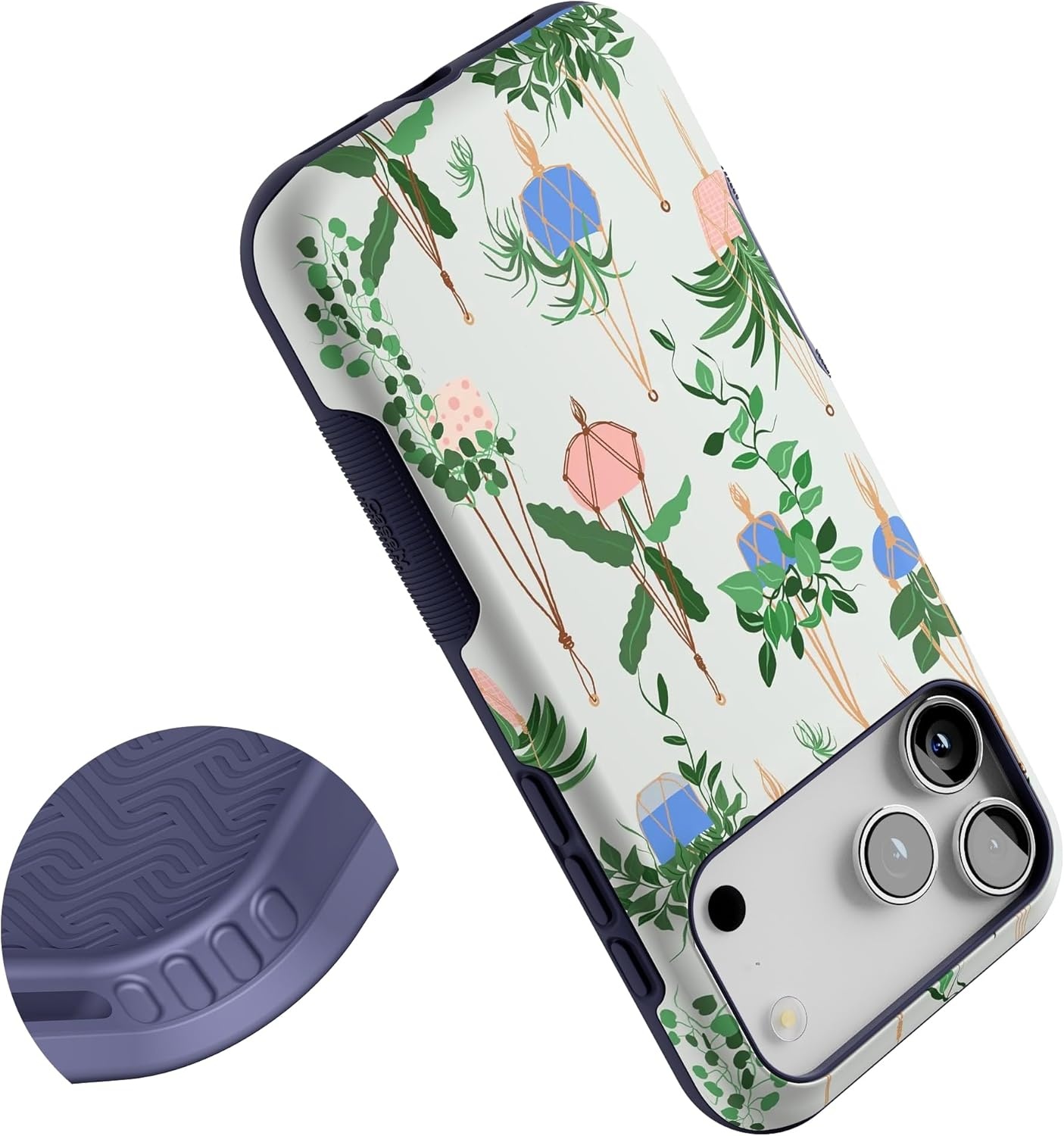 image:imageCasely iPhone 17 Pro Max Case Blue amp White Floral Rose to Fame Bold Protective Design Compatible with MagSafeHanging Around Potted Plants Floral