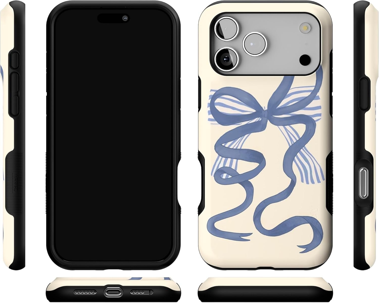 image:imageCasely iPhone 17 Pro Max Case Blue amp White Floral Rose to Fame Bold Protective Design Compatible with MagSafeHeartstrings Blue Bow
