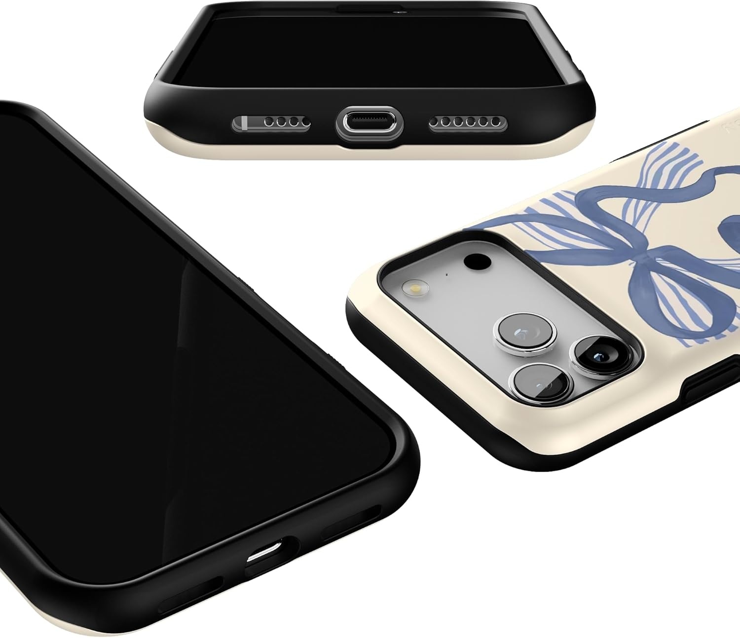 image:imageCasely iPhone 17 Pro Max Case Blue amp White Floral Rose to Fame Bold Protective Design Compatible with MagSafeHeartstrings Blue Bow