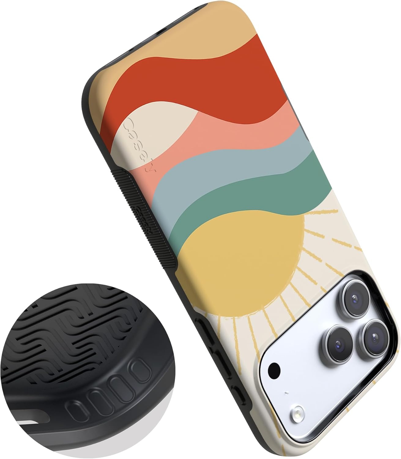 image:imageCasely iPhone 17 Pro Max Case Blue amp White Floral Rose to Fame Bold Protective Design Compatible with MagSafeHere Comes the Sun Colorblock Sunset