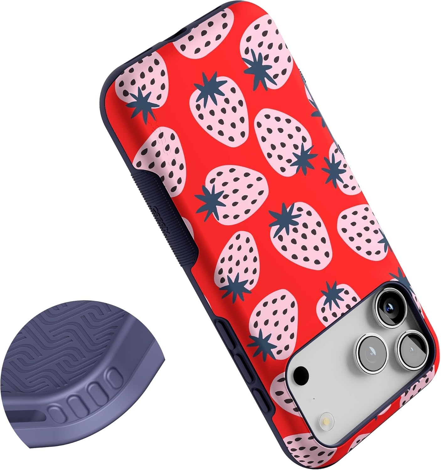 image:imageCasely iPhone 17 Pro Max Case Blue amp White Floral Rose to Fame Bold Protective Design Compatible with MagSafeId Pick You Red Strawberry