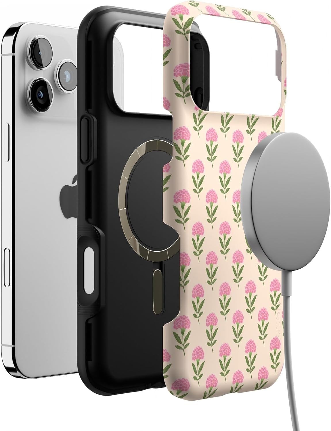 image:imageCasely iPhone 17 Pro Max Case Blue amp White Floral Rose to Fame Bold Protective Design Compatible with MagSafeJennas Flowers Fun on Weekdays