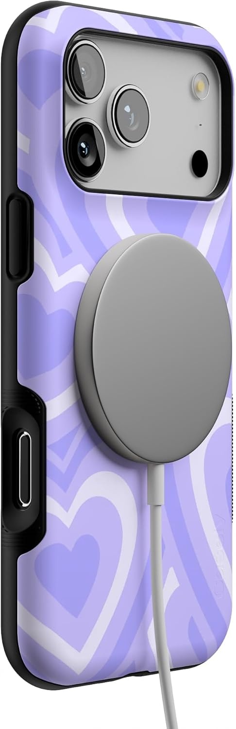 image:imageCasely iPhone 17 Pro Max Case Blue amp White Floral Rose to Fame Bold Protective Design Compatible with MagSafeLove Song Lavender Heart