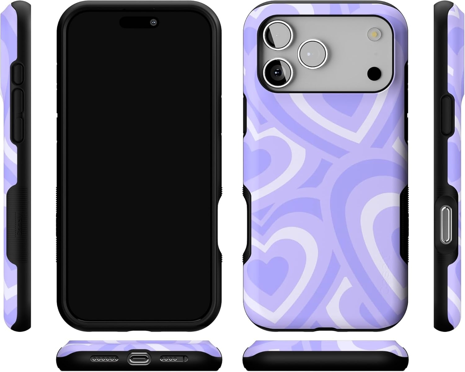 image:imageCasely iPhone 17 Pro Max Case Blue amp White Floral Rose to Fame Bold Protective Design Compatible with MagSafeLove Song Lavender Heart