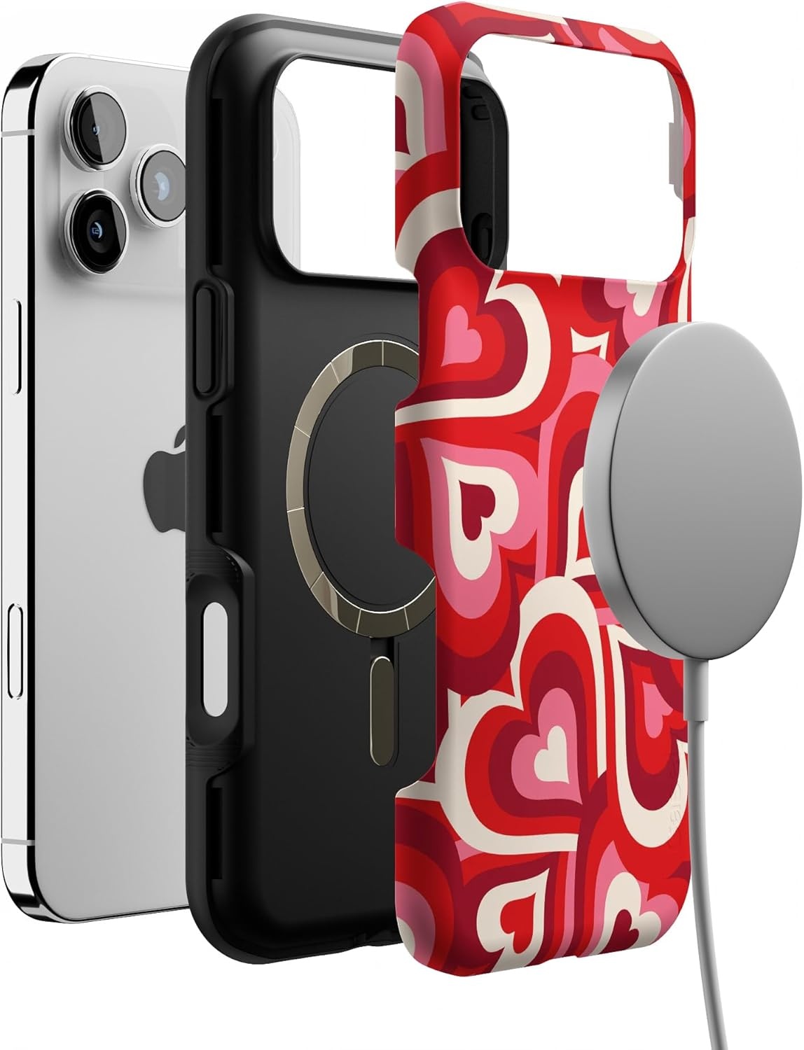 image:imageCasely iPhone 17 Pro Max Case Blue amp White Floral Rose to Fame Bold Protective Design Compatible with MagSafeLove Song Remix Ombre Hearts