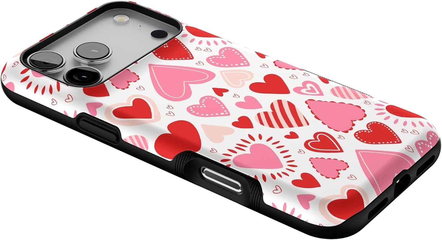 image:imageCasely iPhone 17 Pro Max Case Blue amp White Floral Rose to Fame Bold Protective Design Compatible with MagSafeLove Struck Heart Stickers