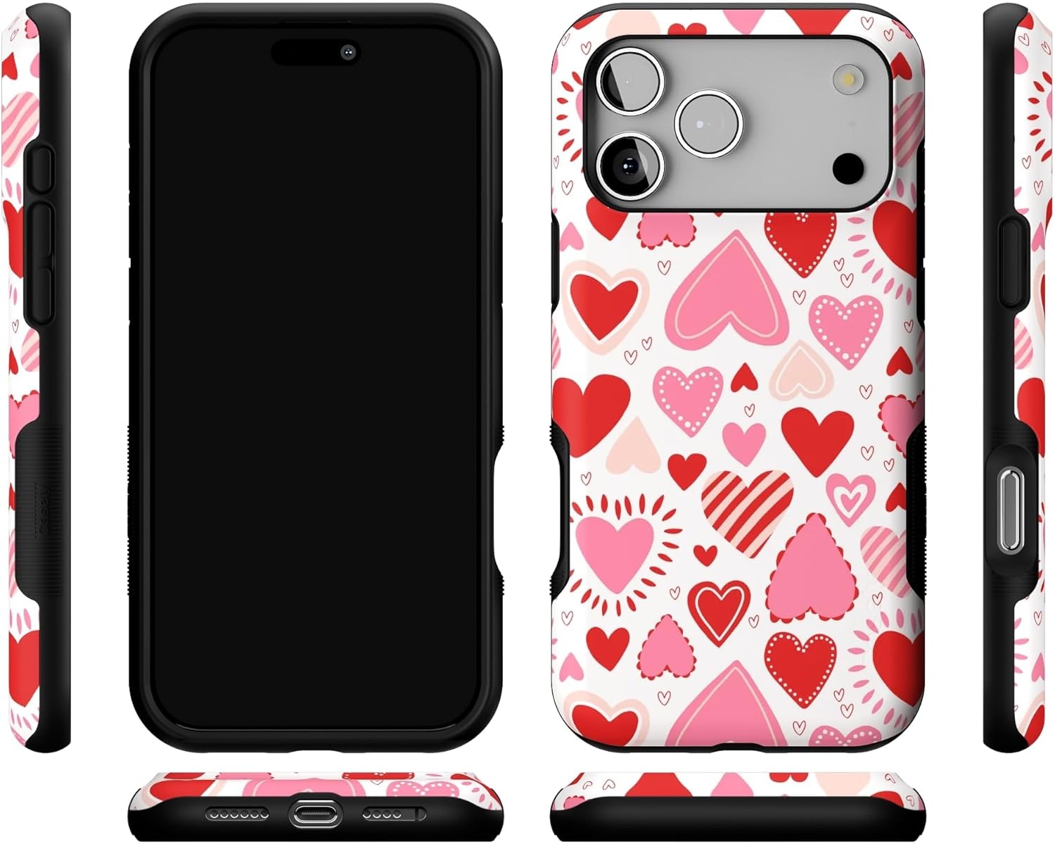 image:imageCasely iPhone 17 Pro Max Case Blue amp White Floral Rose to Fame Bold Protective Design Compatible with MagSafeLove Struck Heart Stickers